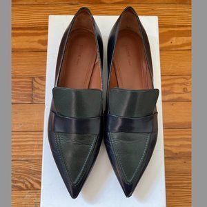 Celine - Phoebe Philo - Pointy Loafers - Navy and Green - Sz. 37.5